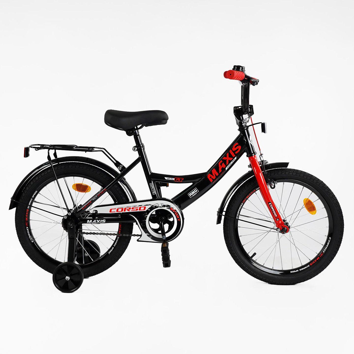 Велосипед двоколісний Corso MAXIS 18" дитячий з багажником Чорно-червоний - фото 2 Велосипед двоколісний Corso MAXIS 18" дитячий з багажником Чорно-червоний - фото 2