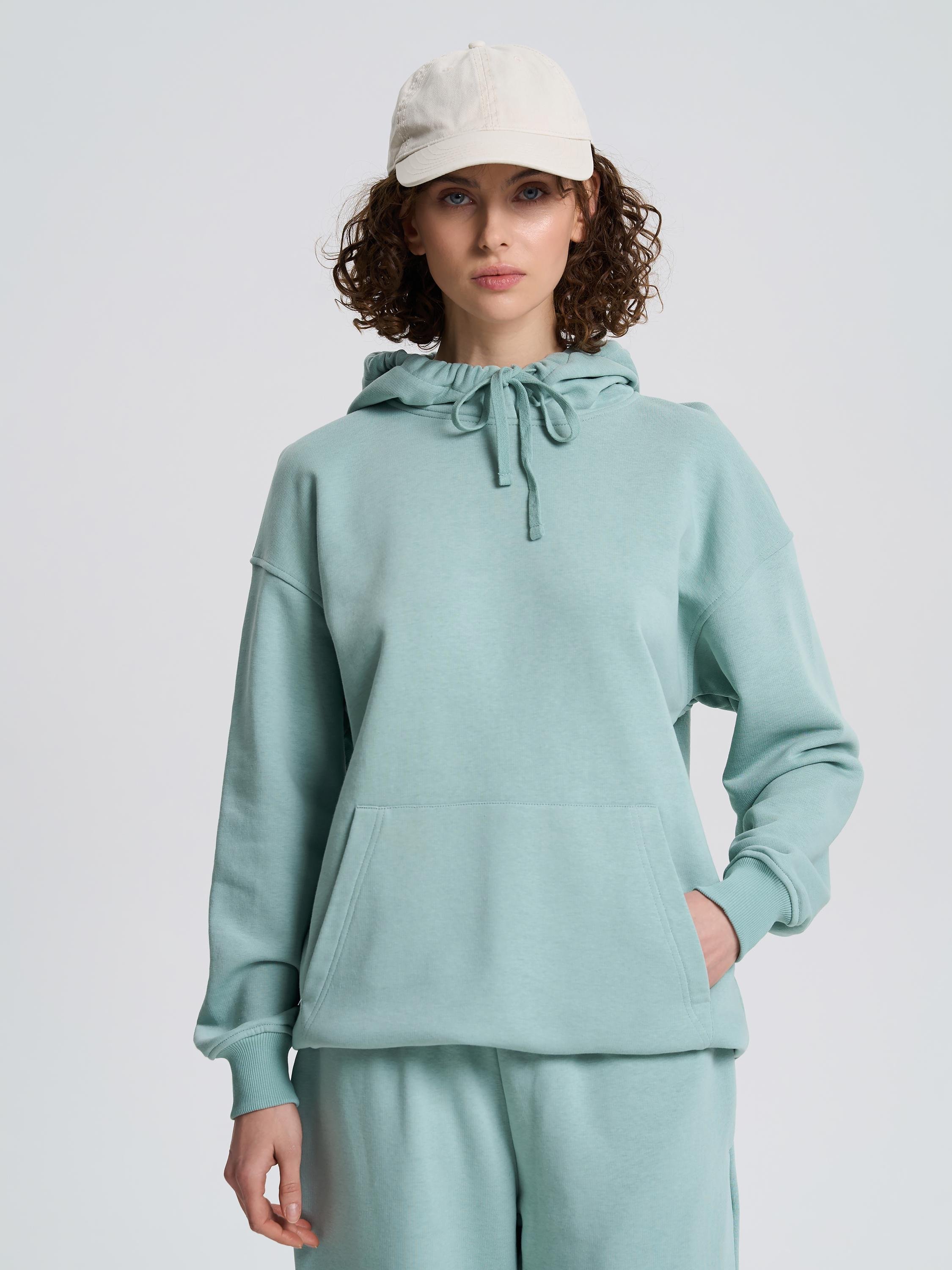 Худі жіноче однотонне ROZA 231110 S Темно-бірюзовий (4824005717932)