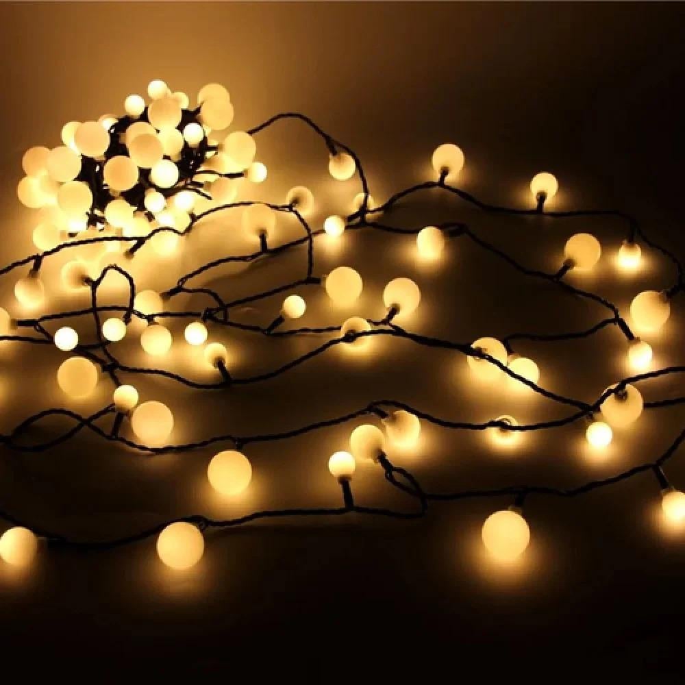 Гирлянда Шарики LED 100 Ø 18 мм Теплый белый (1-102)