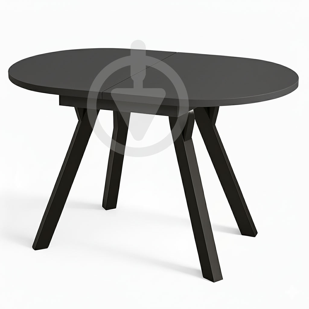 Стол кухонный раскладной MebliRoMax Elips Slide 110х75/150х75 см Loft Антрацит/Черный