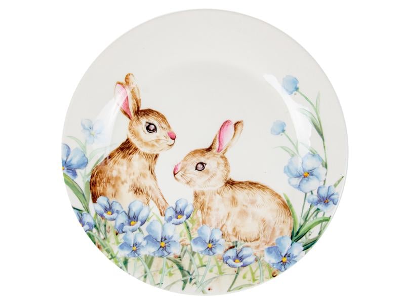 Тарілка фарфорова Light House Кролик у блакитних кольорах 21 см Білий (358-973)