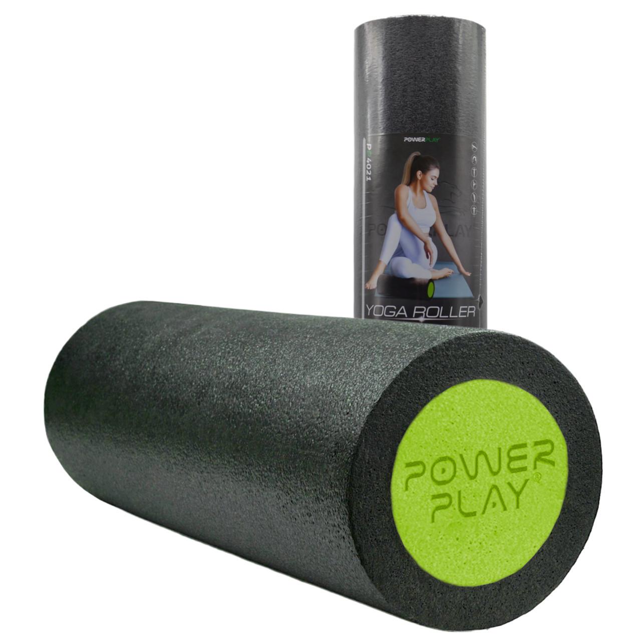 Ролик масажний гладкий PowerPlay 4021 Fitness Roller 30x15 см Чорно-зелений (A-013216) - фото 2