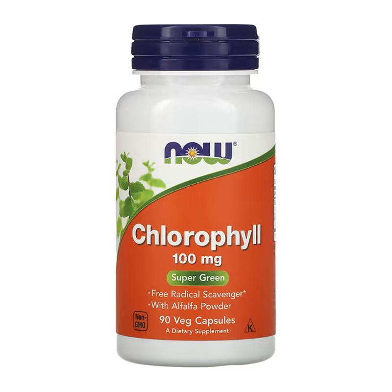 Хлорофіл NOW Chlorophyll 100 мг 90 капс. М'ята (10883-01)