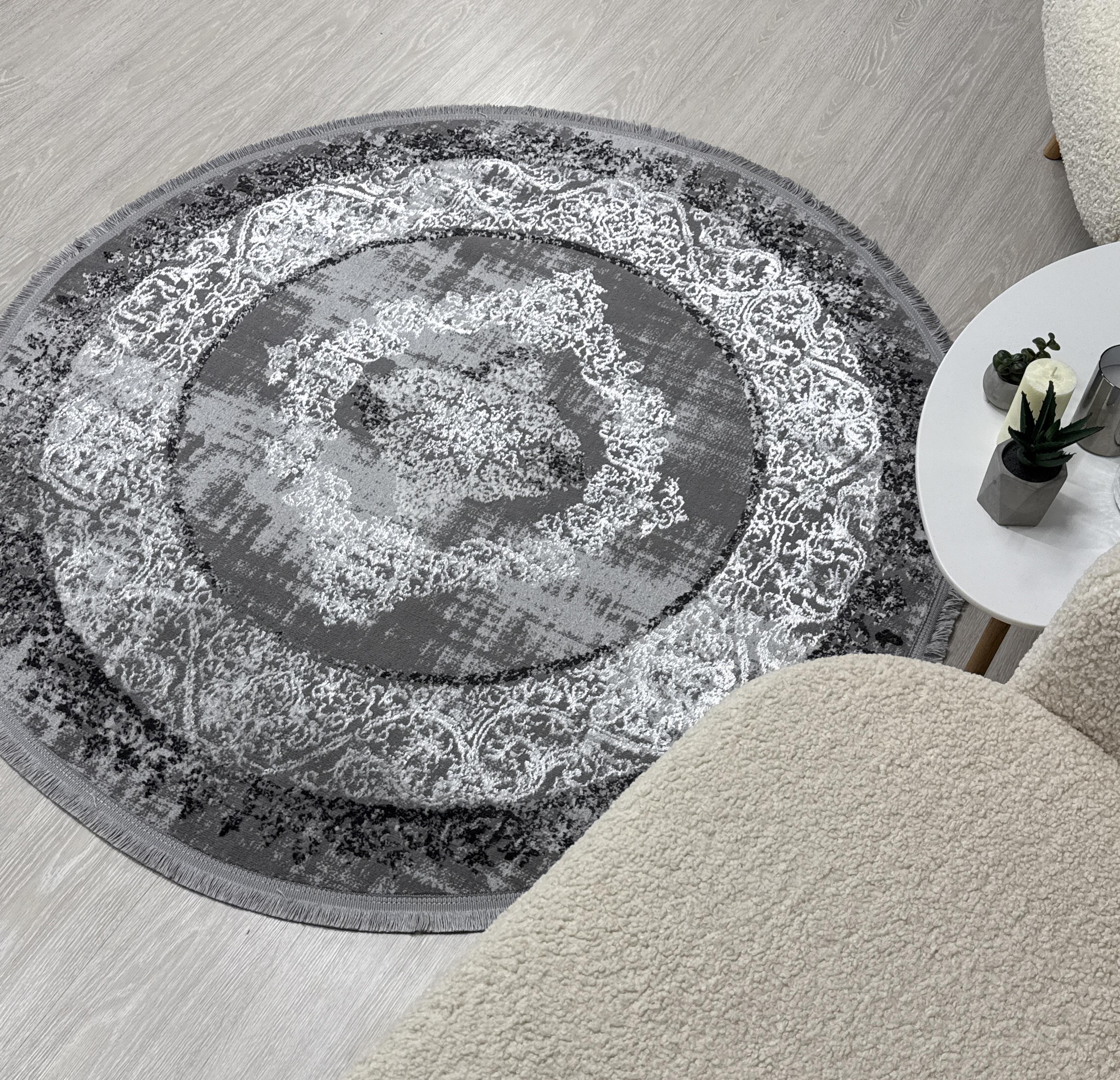Ковер Mars с невысоким ворсом 200x200 см круг Серый (B251BKG/AGS13) - фото 4 Ковер Mars с невысоким ворсом 200x200 см круг Серый (B251BKG/AGS13) - фото 4