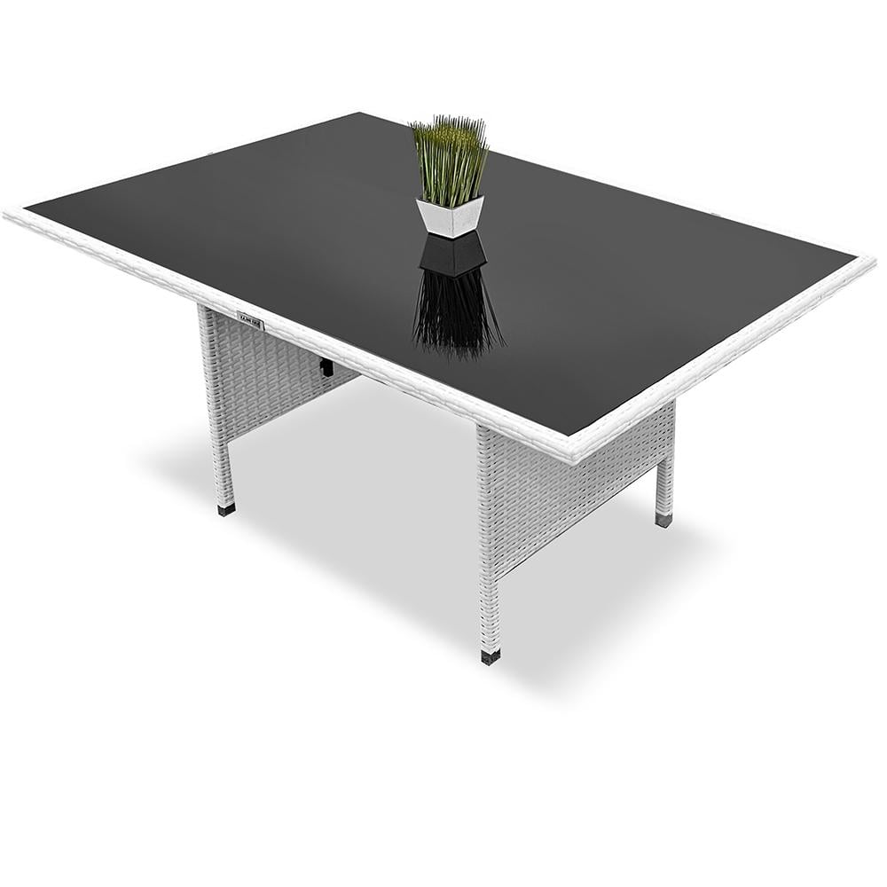 Стіл садовий Just Relax Milano із ротанга зі сталевим каркасом 150х90 см Білий (JR-1.6 White)