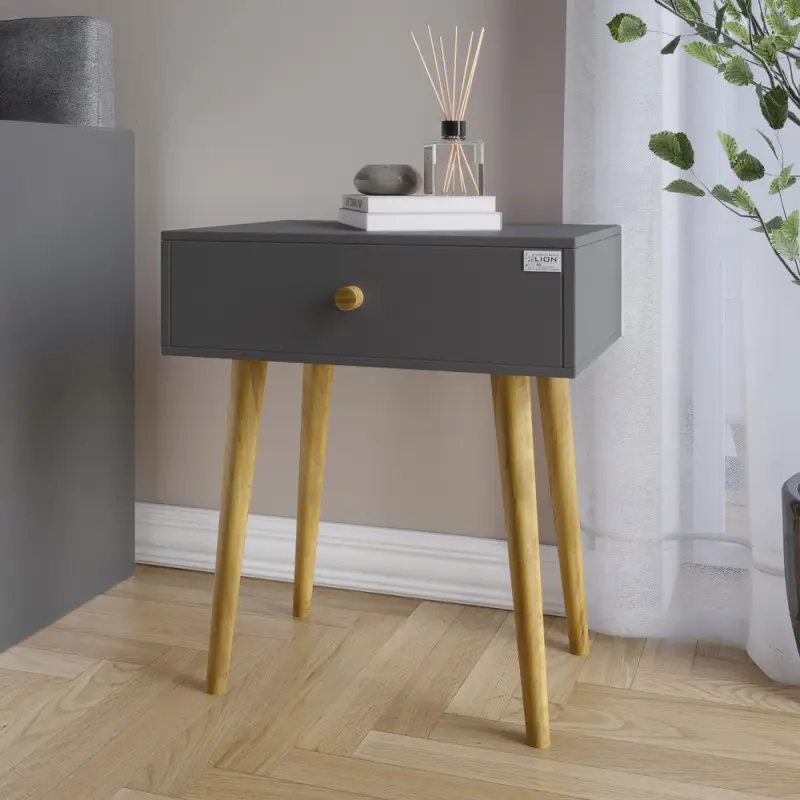 Тумба прикроватная Lion Hugge-4 Антрацит (Lion-041011)