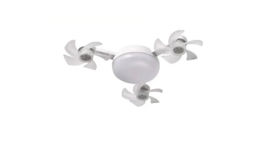 Лампа-вентилятор тройной с потолочной подсветкой с пультом Белый (33439)