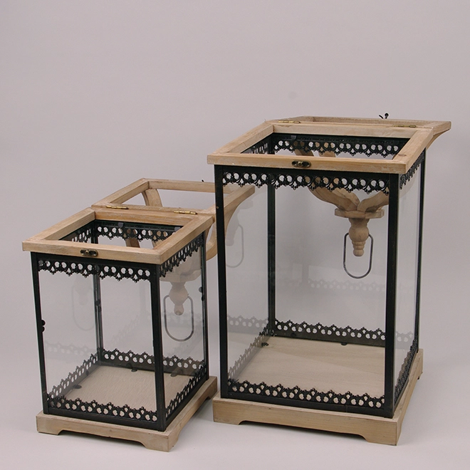 Комплект деревянных фонарей FHQJ23-091 2 шт. (39561) - фото 2 Комплект деревянных фонарей FHQJ23-091 2 шт. (39561) - фото 2