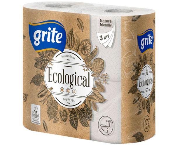 Туалетная бумага трехслойная GRITE Plius Ecological 14 м 4 рулона (17670)