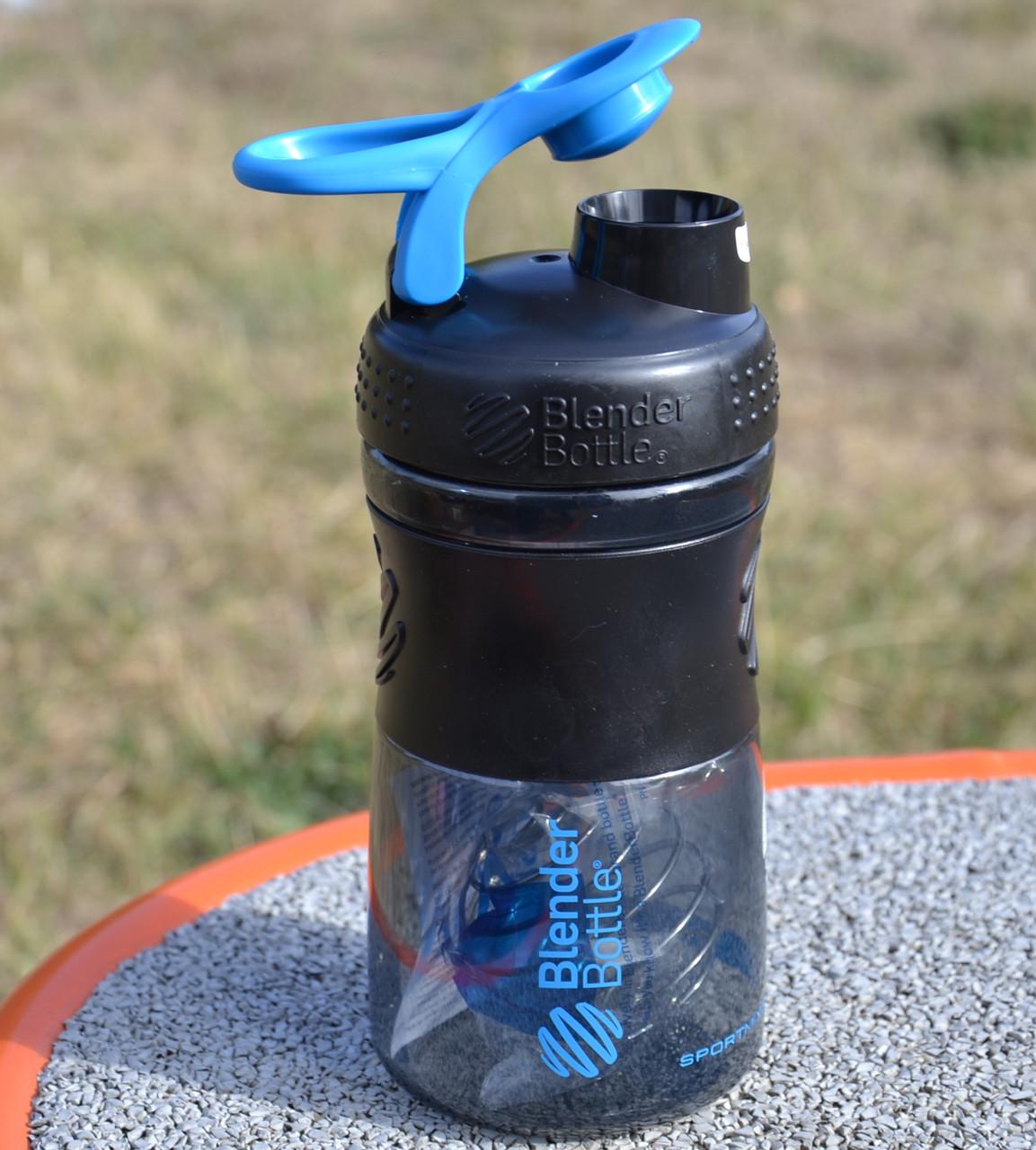 Шейкер BlenderBottle SportMixer Flip 20oz 590 мл Black/Cyan - фото 7