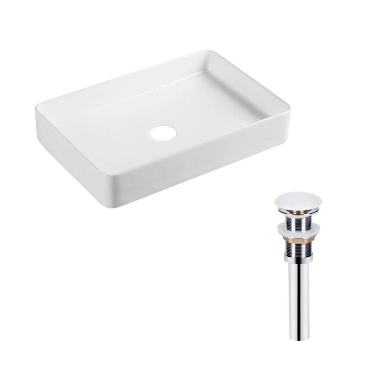 Раковина накладная прямоугольная Qtap Tern 600x400x110 мм с донным клапаном PU02 White (SD00053427)