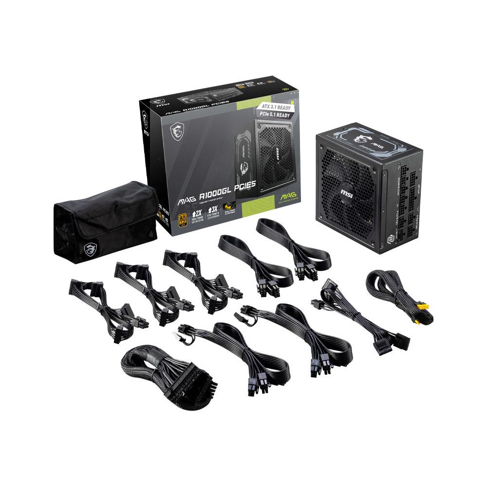 Блок живлення модульний MSI MAG A1000GL PCIE5 ATX 3.1 1000W 80+ Gold Black (29424543) - фото 3