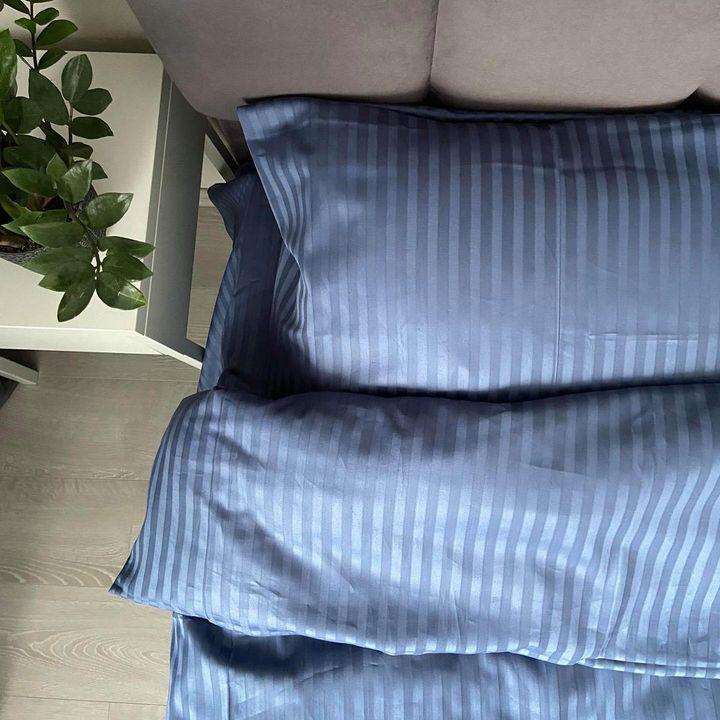 Комплект постельного белья LILA Textil Home Индиго с премиум страйп-сатина Евро (070210) - фото 4