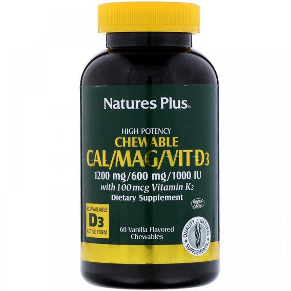 Микроэлемент Кальций Nature's Plus Cal/Mag/Vit D3 60 Chewables Vanilla Flavored