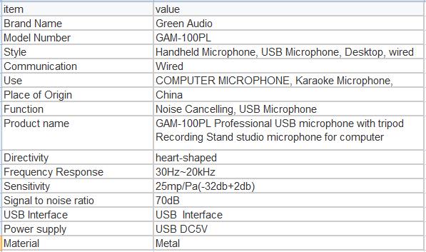 Микрофон студийный конденсаторный Green Audio 100PL USB со стойкой подставкой и ветрозащитой - фото 6