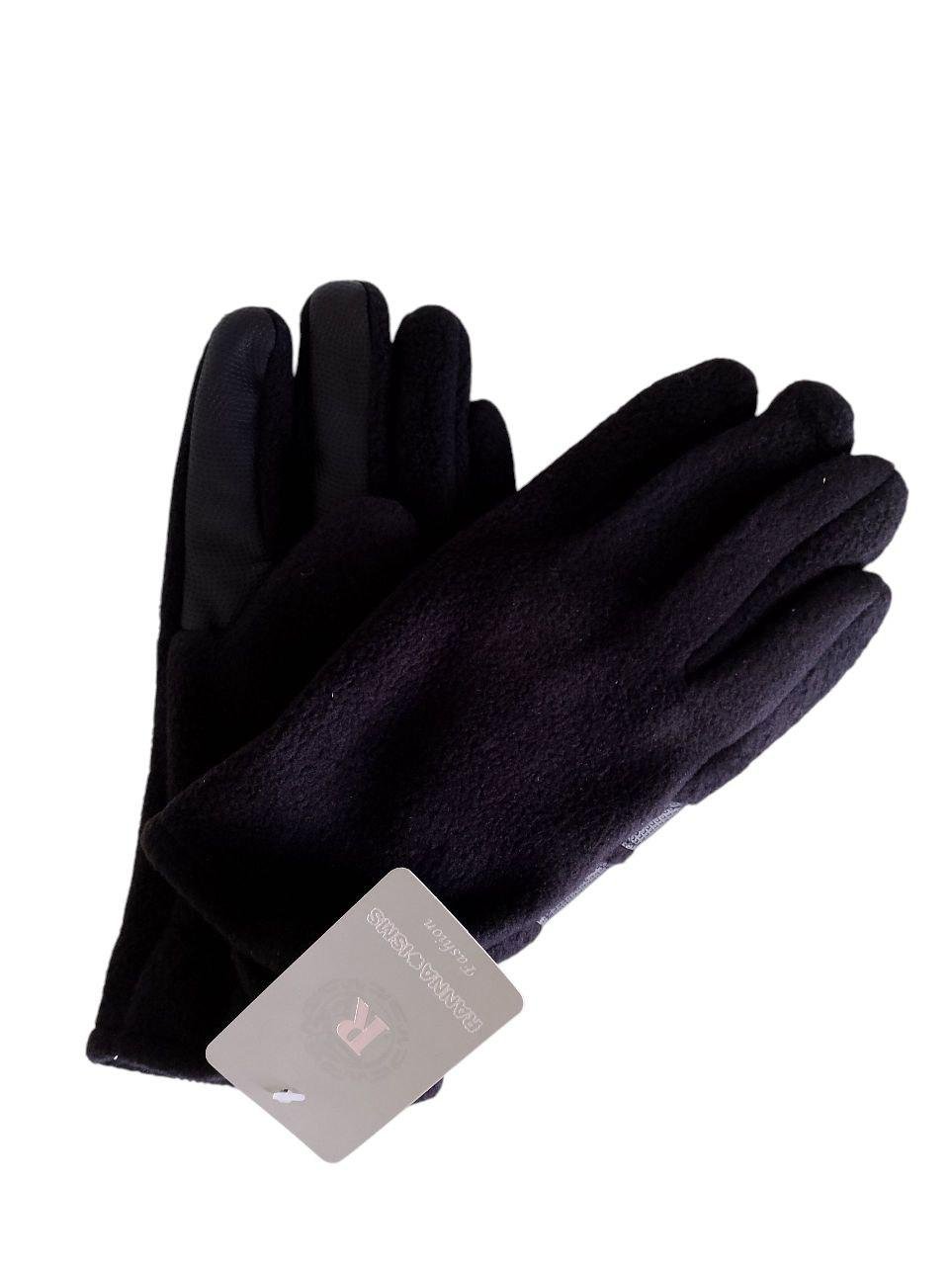 Перчатки сенсорные мужские спорт осень-зима экокожа/флис L Черный (42)