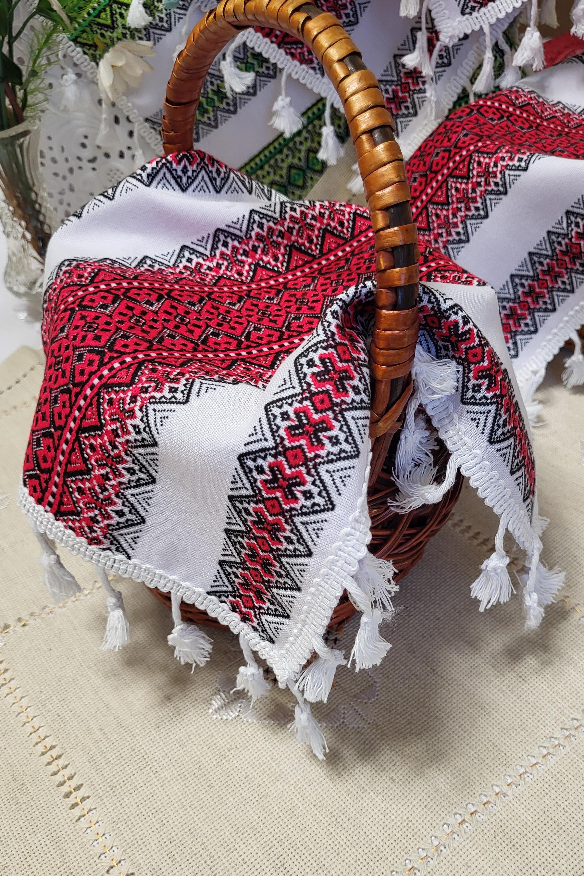 Серветка-рушник тканинно-декоративна з торками на святковий кошик (Арт-064мал)