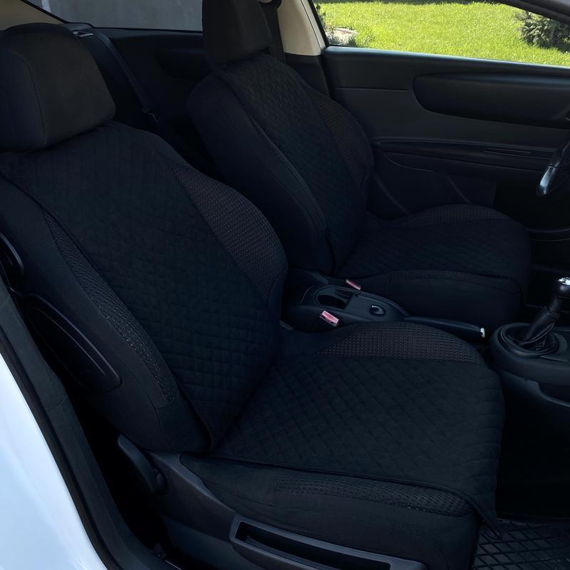 Накидки на сиденье автомобиля эко-замша узкие 2 шт. Черный (784) - фото 2