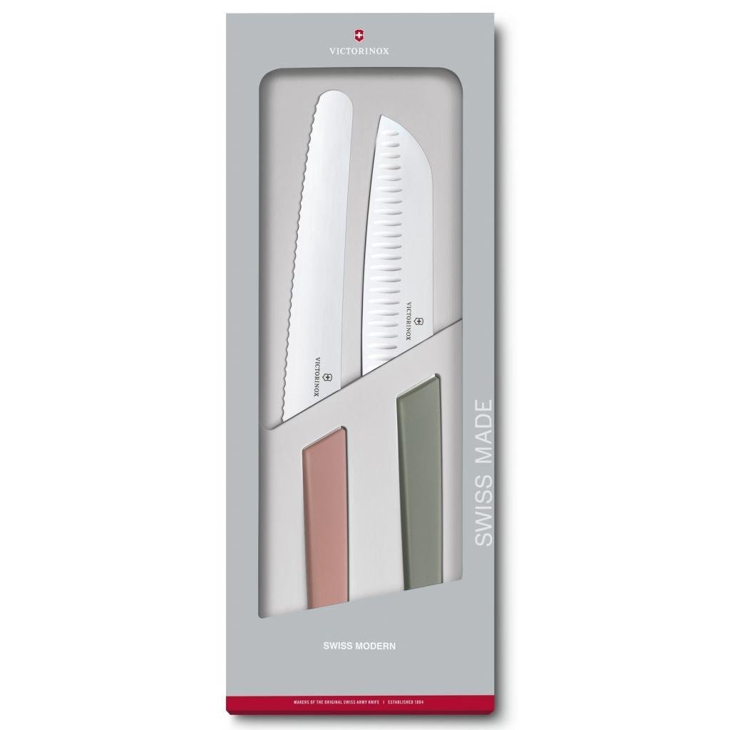 Набір ножів Victorinox Swiss Modern Santoku Red/Green (6.9096.22G)