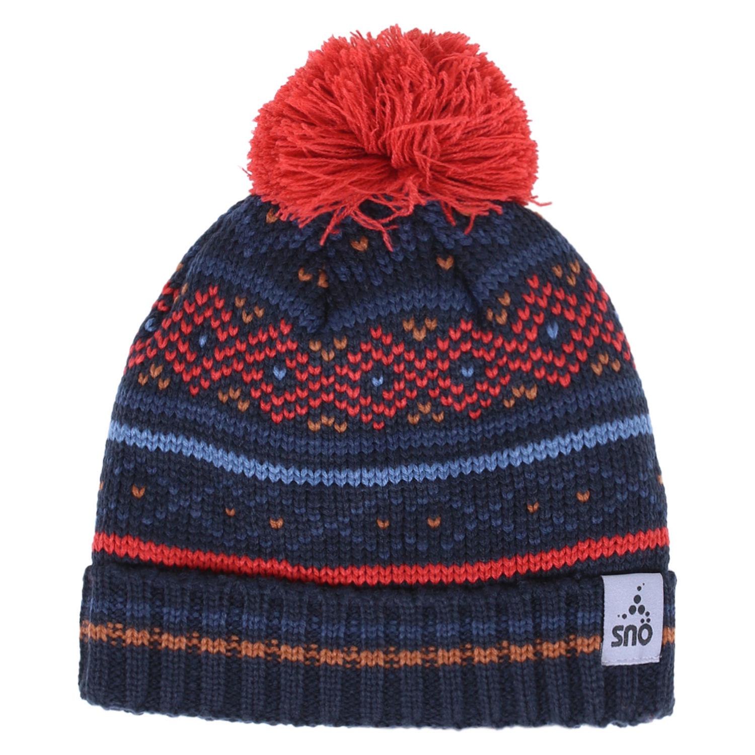 Шапка вязаная для мальчика SNO F18TU313 зимняя 56-60 см Кирпичный/Красный/Синий (F18TU313-Oldcarrot-o/s)