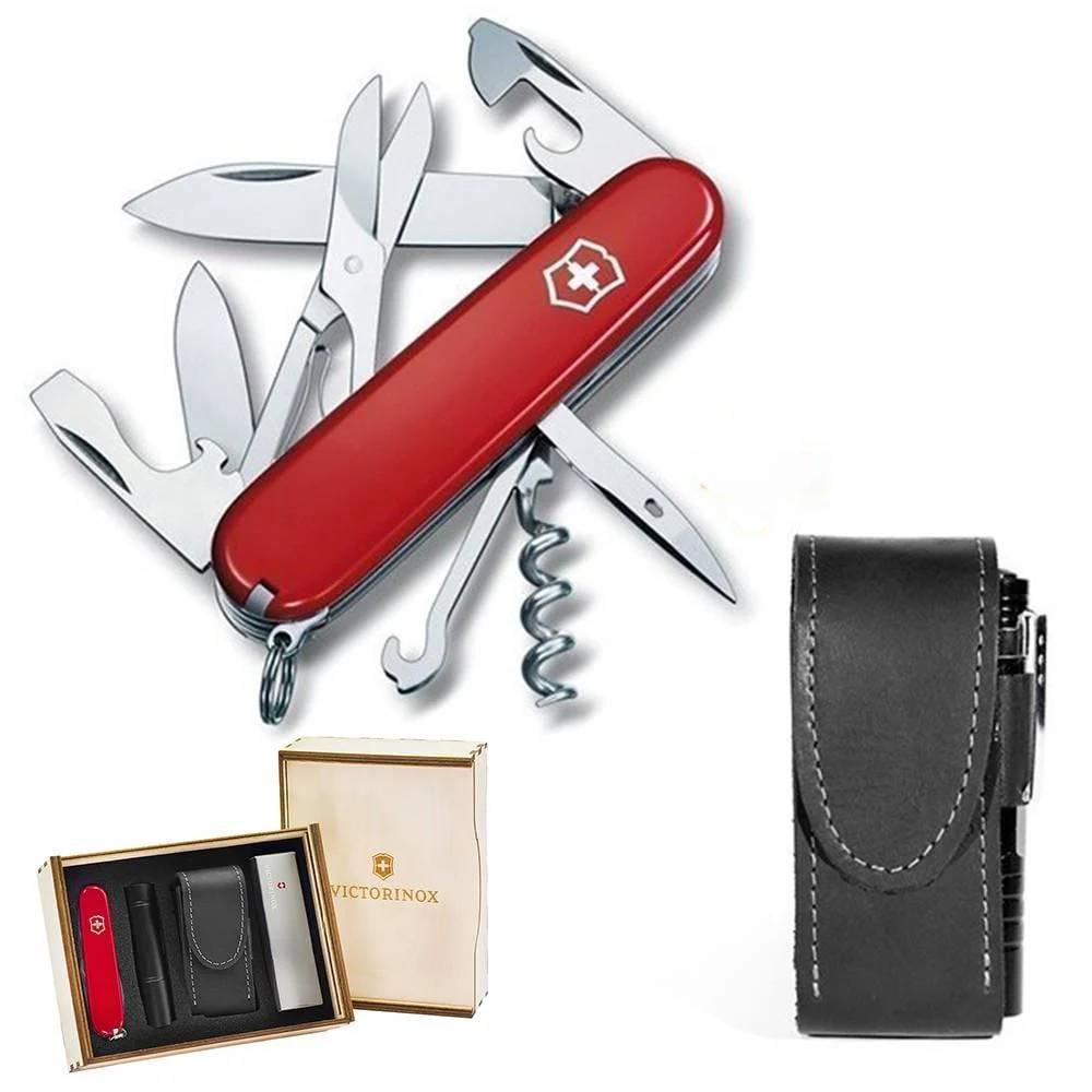 Комплект нож швейцарский Victorinox Climber 1.3703/чехол с фонариком