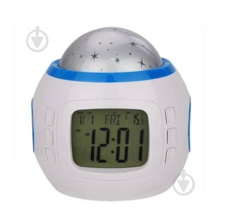 Музичний нічник-проектор зоряне небо 1038 з годинником та будильником (10380293N) Музичний нічник-проектор зоряне небо 1038 з годинником та будильником (10380293N)