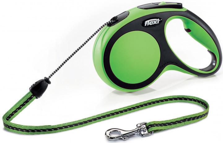 Поводок-рулетка Flexi New Comfort S 5 м шнур до 12 кг Зеленый (1151264301)