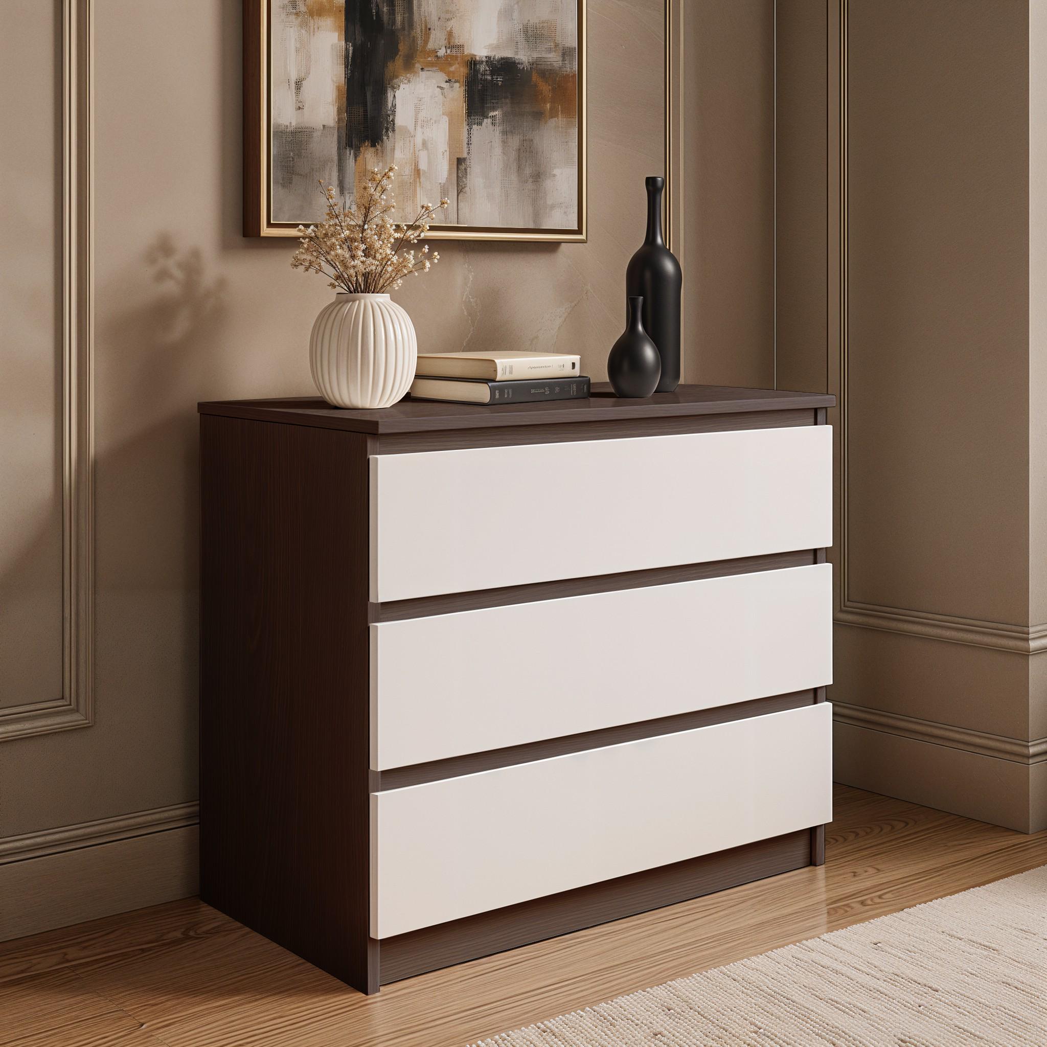 Комод на 3 ящика без ручек FT-214 800х400х755 мм Венге Магия/ Белый - фото 2