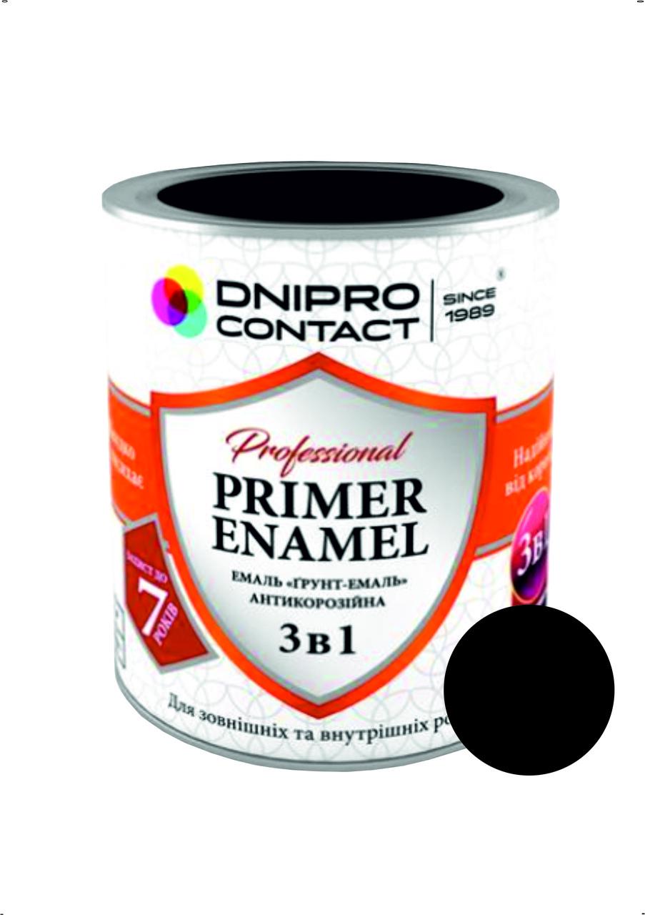 Эмаль для металла антикоррозионная Дніпро-Контакт 3в1 2,8 кг Черный матовый (28716253)
