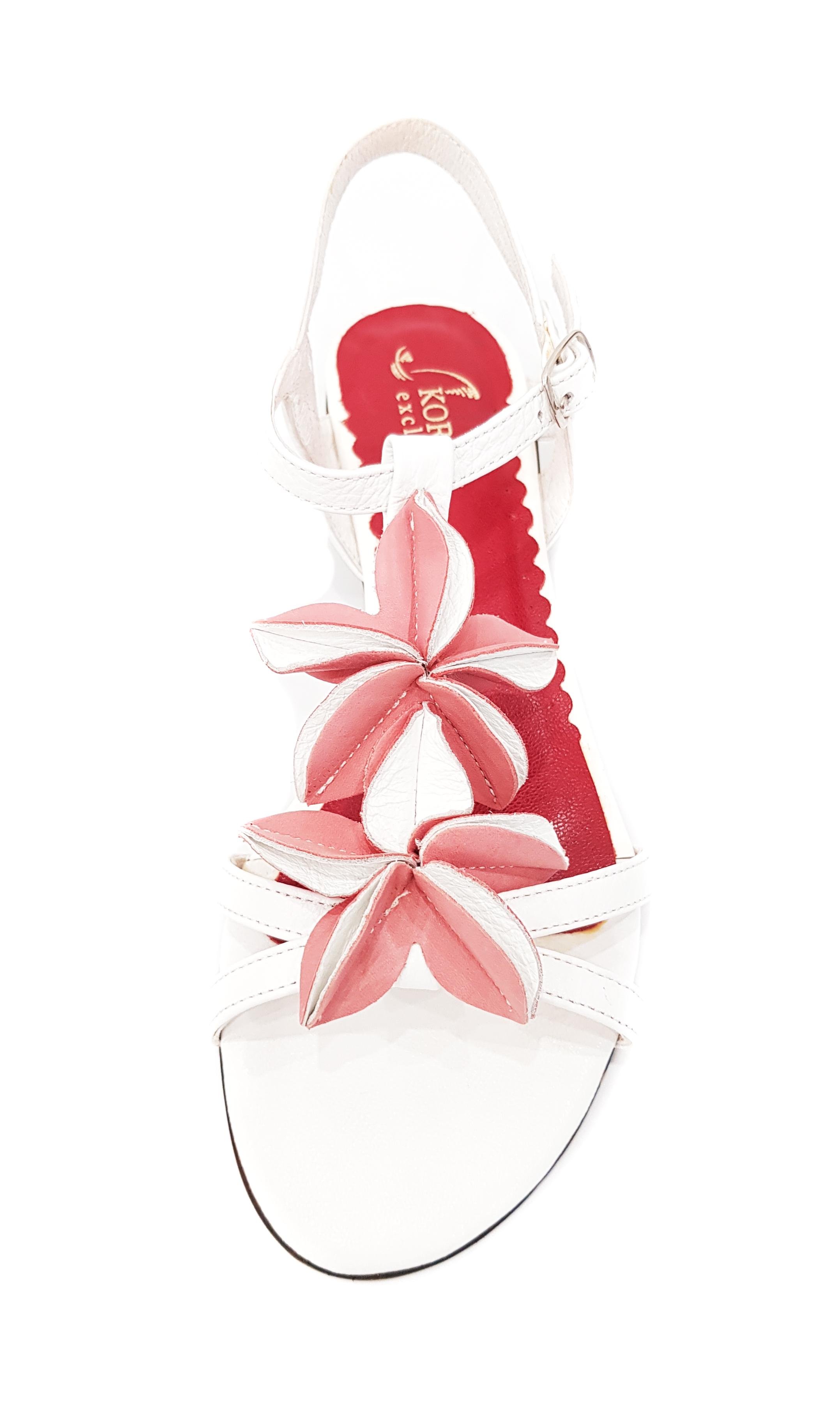 Сандалии женские Kordel 4931 из натуральной кожи на низком ходу р. 37 Белый/Красный (390-37) - фото 3