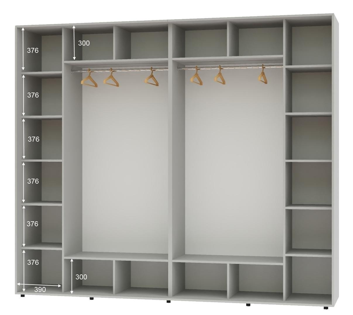 Шкаф-купе четырехдверный Алекса ДСП 290х60х250 см Серый (57082) - фото 2 Шкаф-купе четырехдверный Алекса ДСП 290х60х250 см Серый (57082) - фото 2