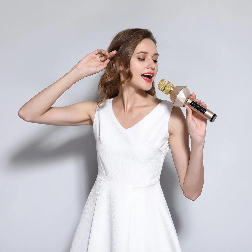 Микрофон SUNROZ K7 беспроводной для караоке Золотистый (SUN5750) - фото 3 Микрофон SUNROZ K7 беспроводной для караоке Золотистый (SUN5750) - фото 3