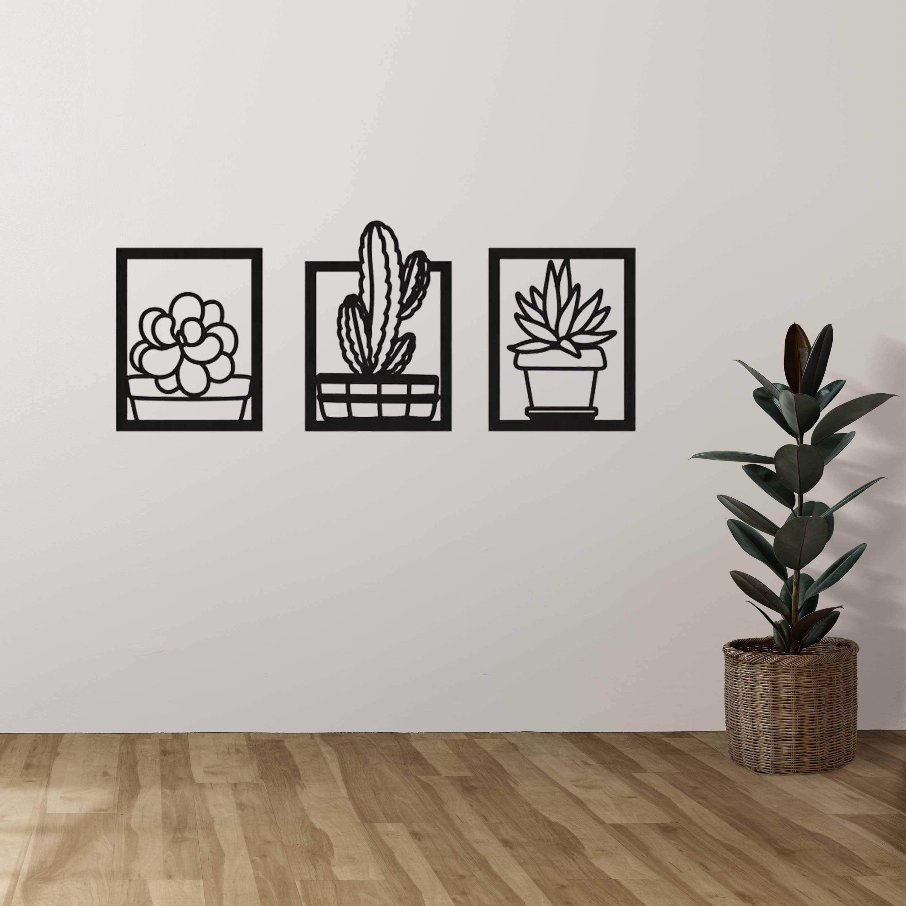 Декоративне панно Вазони 150x55 см Чорний (01012-чор-150)