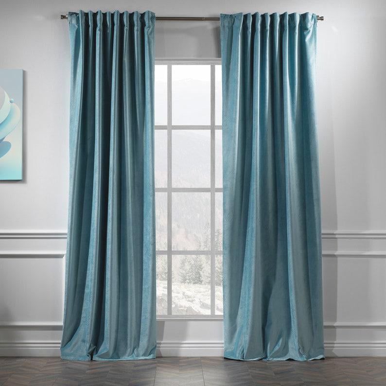 Комплект штор Бархат Academy Gardin Элит 300х250 см 2 шт. Голубой