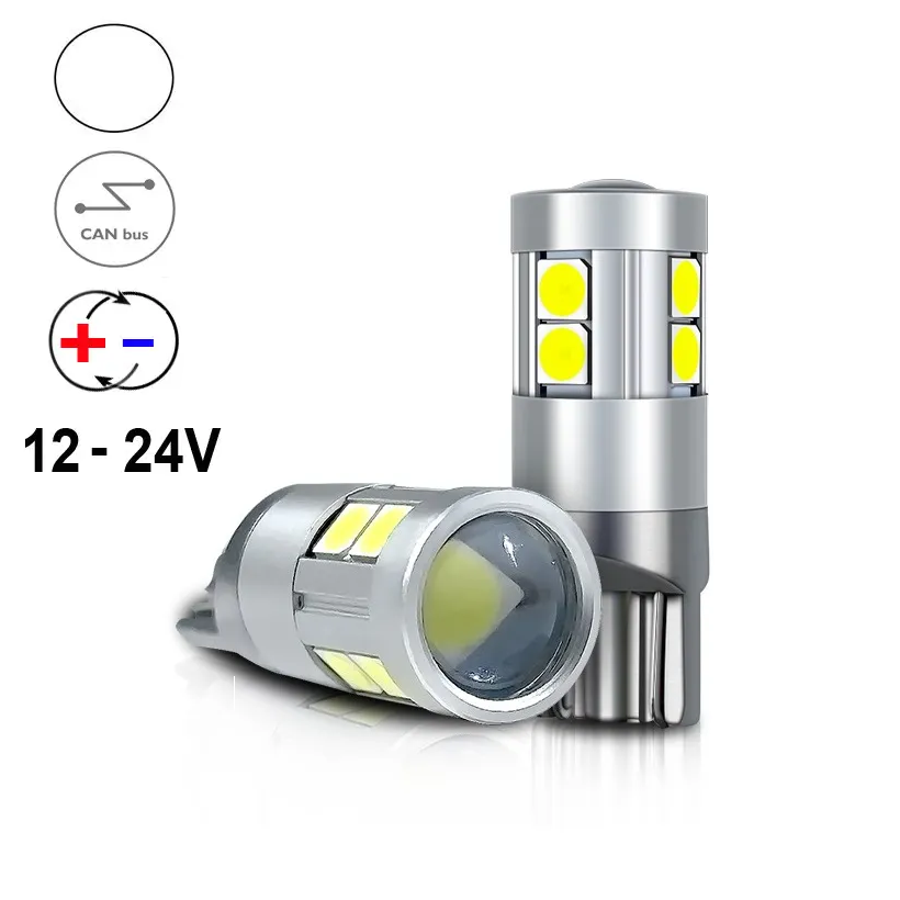 Автомобильная лампа Terra T10 W5W W2,1x9,5d 3030x9SMD 12-24V CanBus биполярная Белый (1799129088) - фото 2