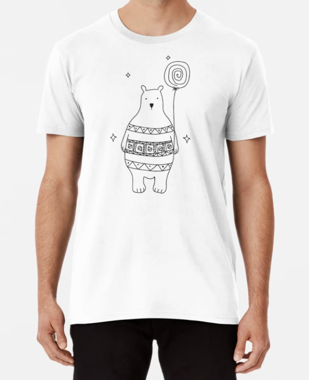 Футболка мужская новогодняя Stedman с принтом Мишка праздничный L Белый (НГ66-9)