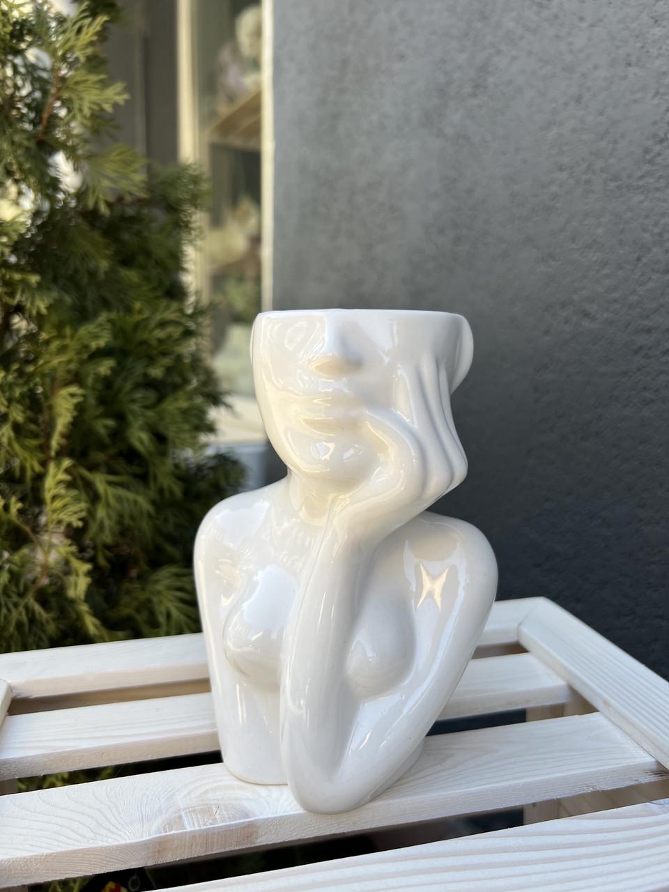 Ваза керамическая Boxiku Фиона 14 см Белый глянец