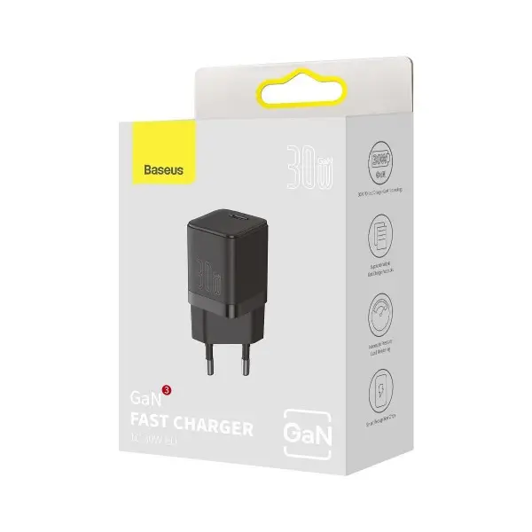 Мережевий зарядний пристрій Baseus CCGN010101 GaN3 Fast Charger 30W Black - фото 4