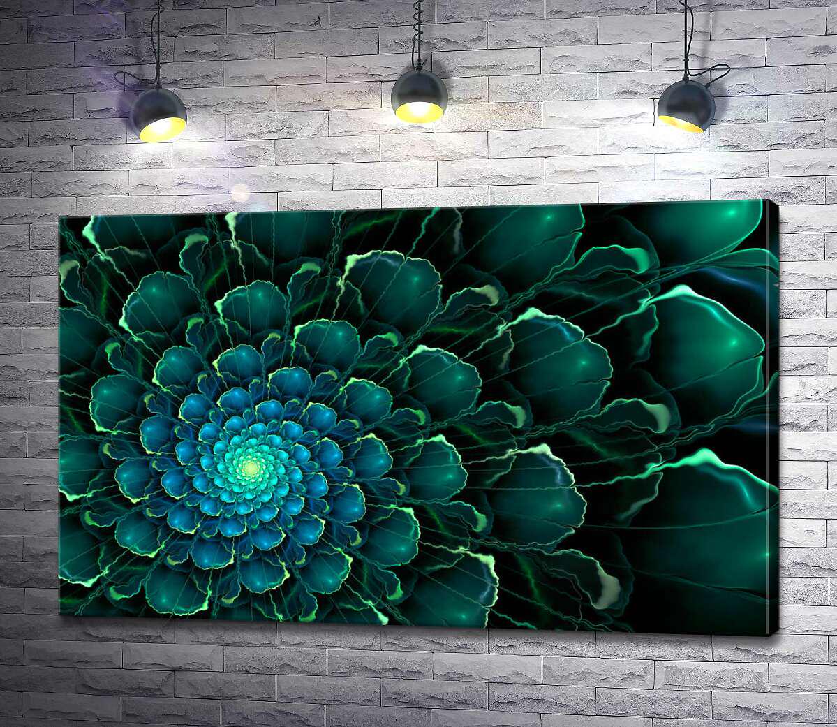 Картина ArtPoster Зеленые лепестки закручиваются в голубую середину 130x81 см Модуль №1 (002764)