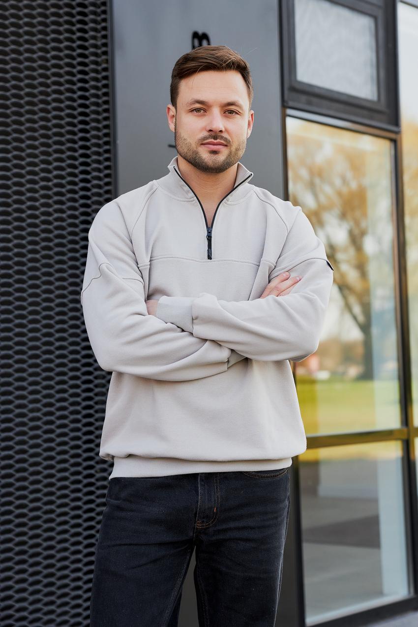 Джемпер мужской М180.3 с молнией на горловине 3XL Светло-серый (890-1-65)