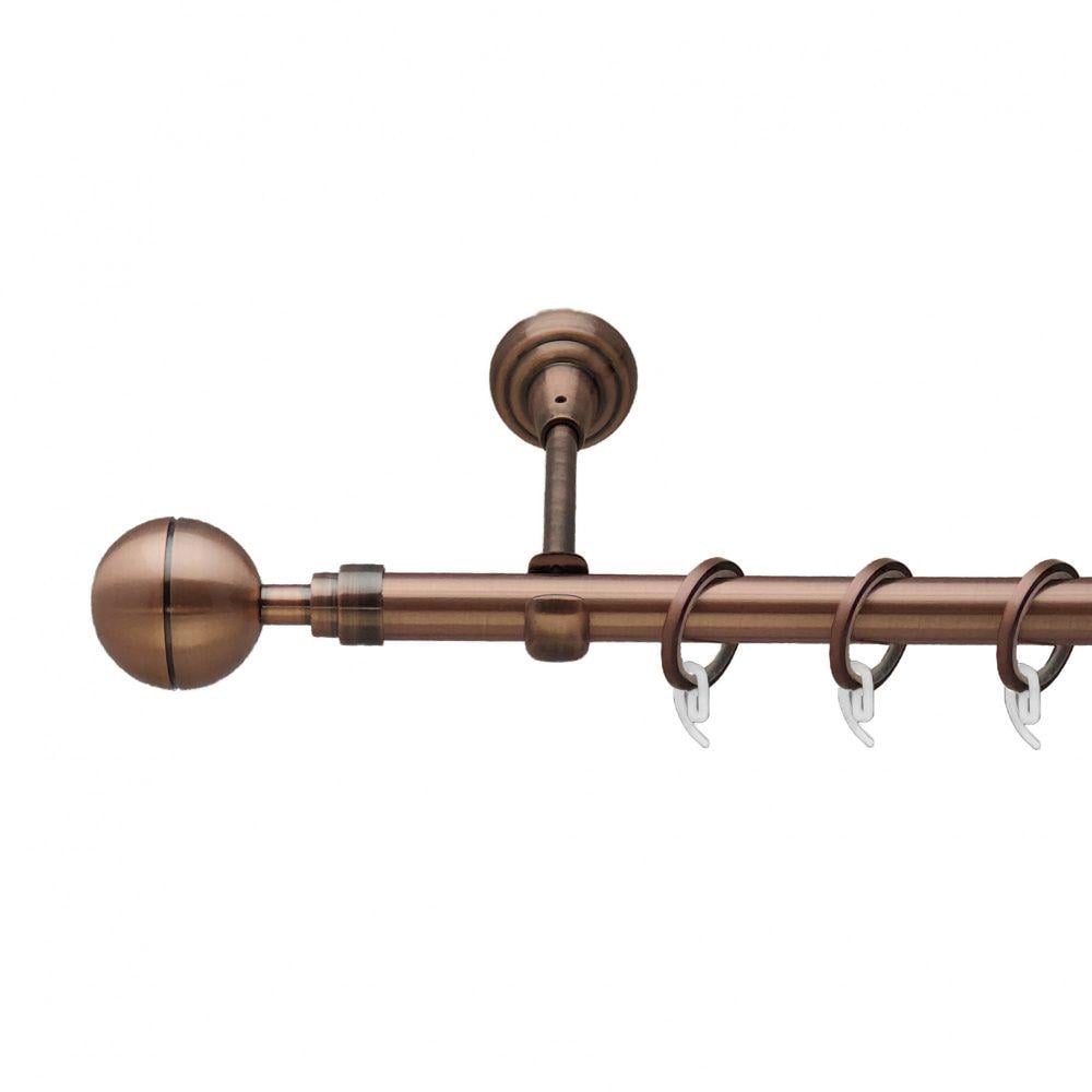 Карниз металлический Orvit Корсо однорядный открытый/гладкая труба/кольцо фасонное металлическое Медь 19 мм 160 см (00-00011820)