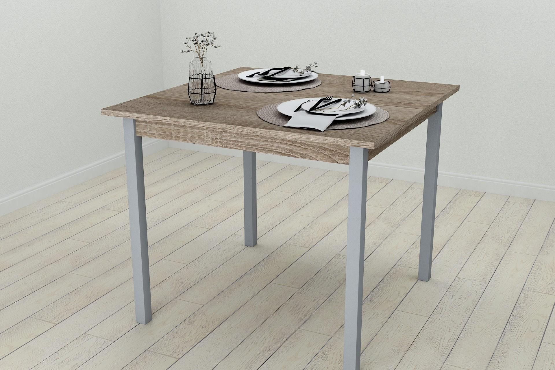 Обеденный стол Ferrum-decor Диего ДСП 16 мм 75x80x80 см Серый/Сонома Трюфель (FRD-106307)