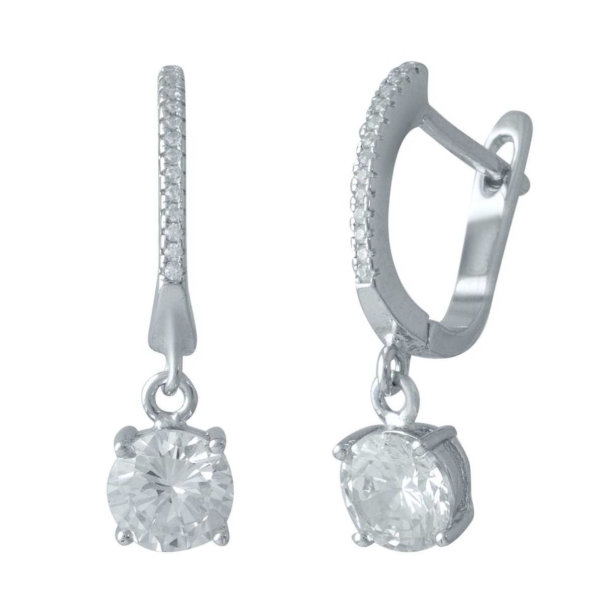 Серьги серебряные с фианитами (1985526)