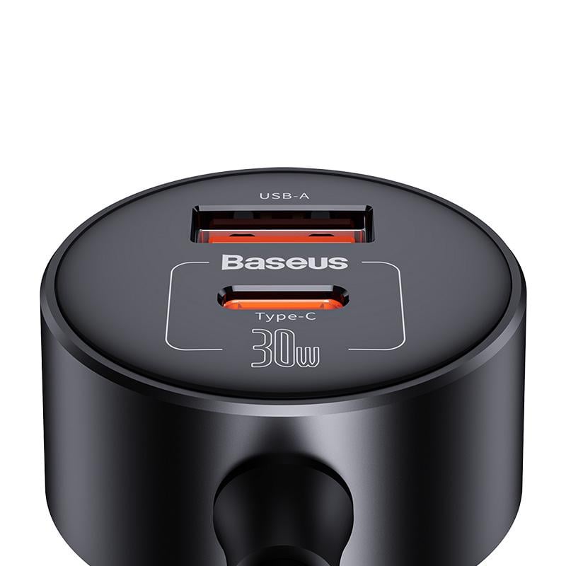 Зарядний пристрій автомобільний для BASEUS High Efficiency Pro 1-for-2 Car Cigarette Lighter 30W Cosmic Black (C00455300121-00) - фото 6 Зарядний пристрій автомобільний для BASEUS High Efficiency Pro 1-for-2 Car Cigarette Lighter 30W Cosmic Black (C00455300121-00) - фото 6