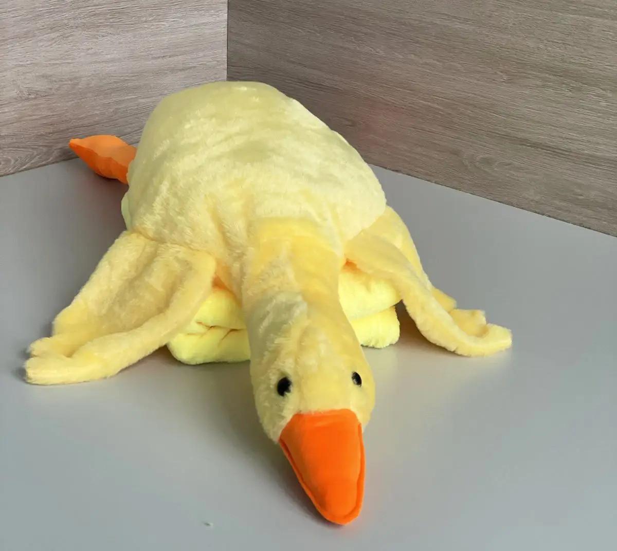 Мягкая игрушка плюшевая Гусь лежачий трансформер для детей и взрослых 3в1 90 см (1835642555) - фото 5