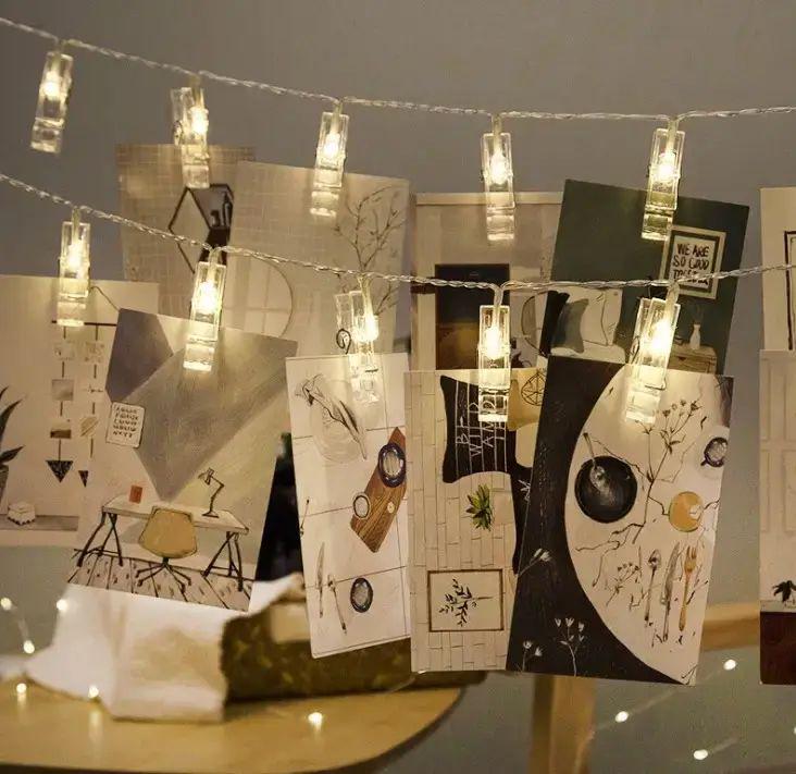 Гирлянда светодиодная с прищепками для фото 2,5 м 20 Led от батареек 3xAA 2 режима обычный и мигающий (opt-105059) - фото 3