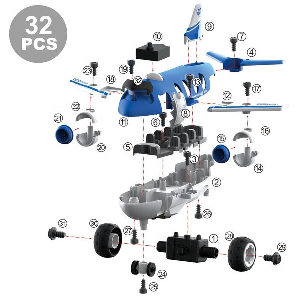 Конструктор Diy Spatial Creativity Самолет с электрическим двигателем LM8074-DZ-1 (CJ-1379247) - фото 2