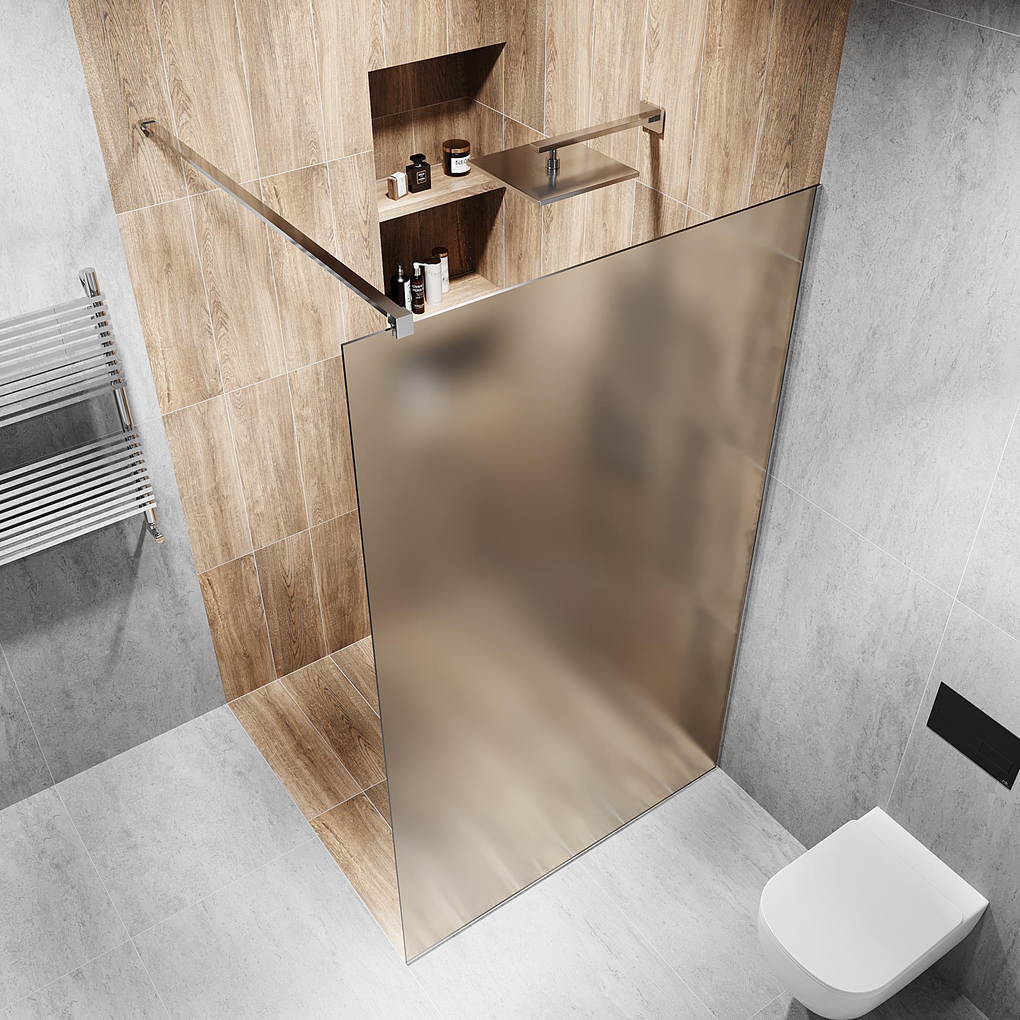 Душова перегородка скляна 2000х800 мм з прозорим матовим склом та PSS-полірованою фурнітурою (model-A.143) - фото 2