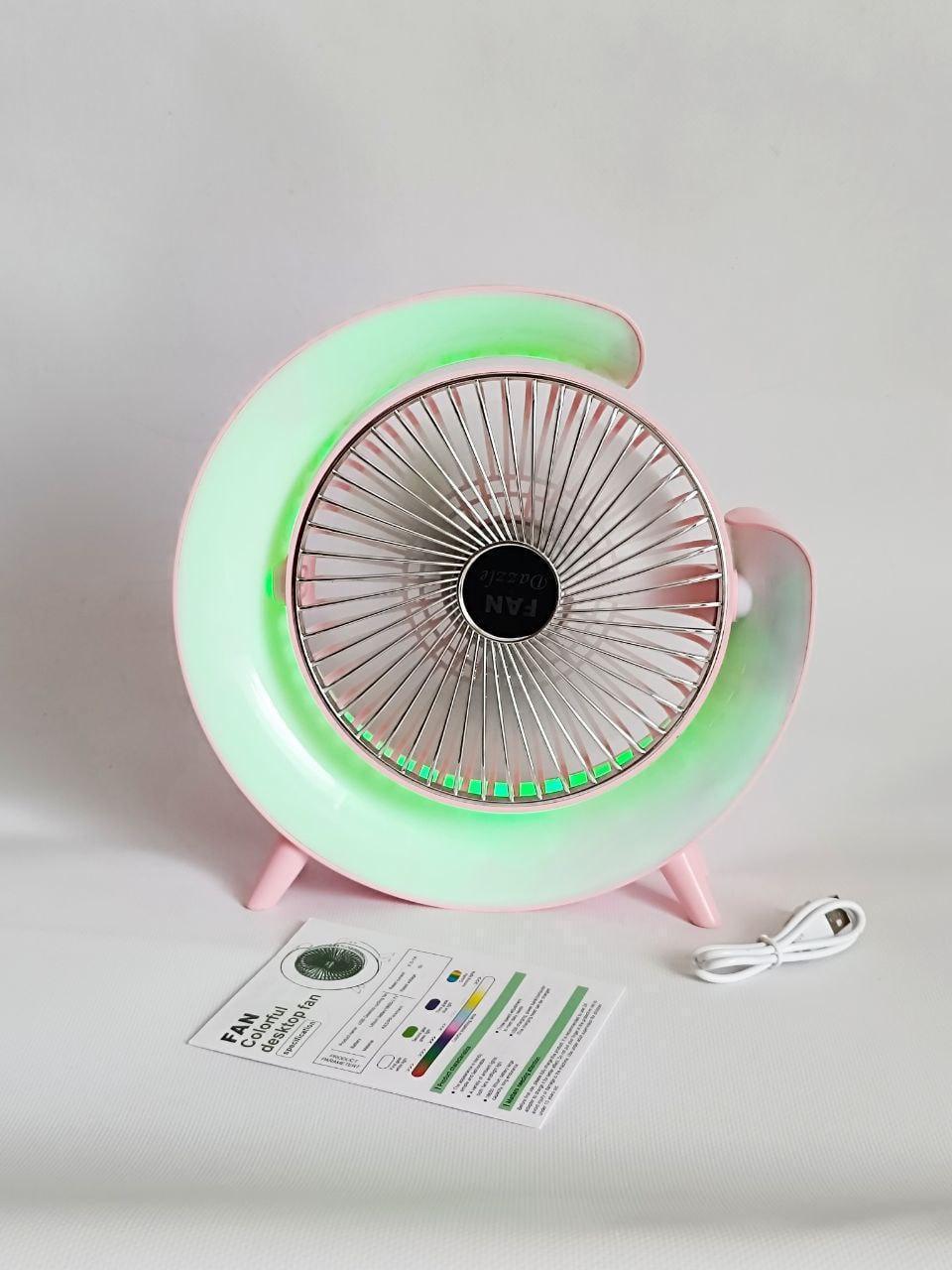 Вентилятор настольный 6361 с аккумулятором и RGB подсветкой (2644787174)
