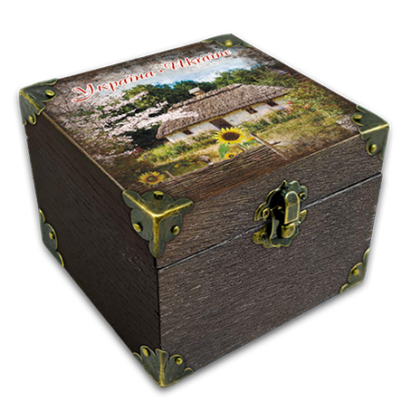 Шкатулка эко декоративная Украина Дом с подсолнечником 10х10 см Коричневый (укш05к10х10)